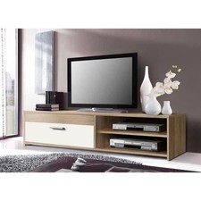 Meuble TV PILVI - Style contemporain - Particules mélaminé - Décor Chene et b...