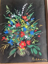 Rostislas Loukine peinture gouache nature morte bouquet de fleurs 1930's