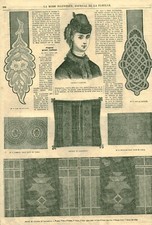 Gravure de mode ancienne 1869 chapeau tyrolien issue magazine