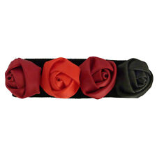Pince cheveux barrette velours et fleur satin bicolore rouge - bordeaux - noir