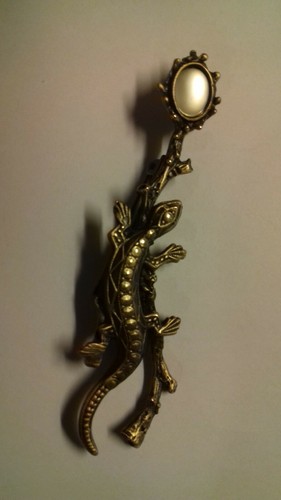 Broche salamandre avec pierre