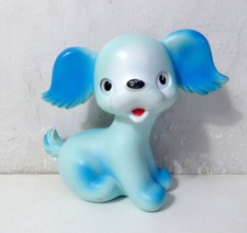 ancien jouet Pouet Delacoste chien bleu Caroline