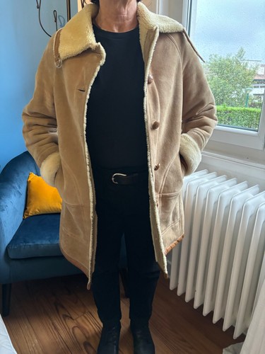 Manteau mouton retourné beige - retourné,