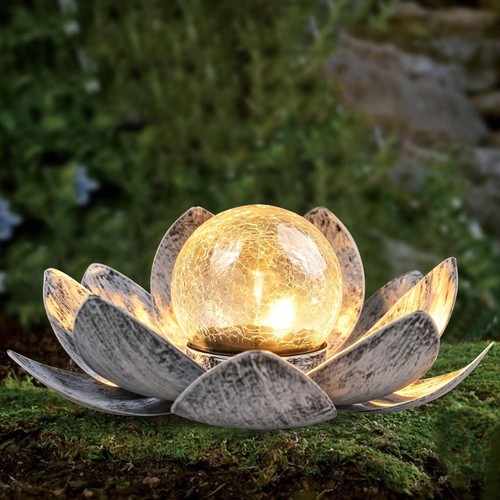 Boule verre solaire lotus - verre,