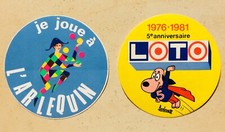 2  autocollant ancien ARLEQUIN LOTO ancien années 80  française des jeux vintage