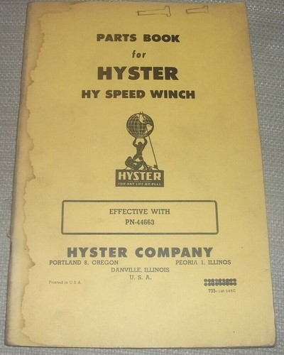 Hyster manuel pièces - manuel, treuil