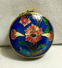 BOITE pilules PENDENTIF médaillon EMAIL cloisonné décor FLEUR La Reunion