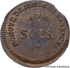 B2303 Convention Siège de Mayence 2 Sols Rois rameaux 1793 ->Make offer