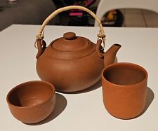 Service à Thé en Terre Cuite – Théière Artisanale avec 2 Tasses