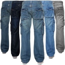 Kruze Cargo Combat Jeans Hommes Pantalon Décontracté Travail Grand Tout Tailles