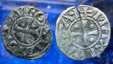 2 SILVER DENAR CRUSADERS COIN 1150-1250 MEDIEVAL GENUINE FEUDAL FRENCH MONEY