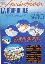 Carte Réplique Affiche Pub Sports Hiver LA BOURBOULE Illustré FALCUCCI en 1937