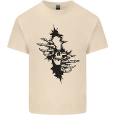 Un Crâne D'une Chemise Déchirée Gothique Goth Biker Homme T-Shirt En Coton Léger