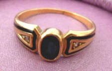 Bague femme ancienne or 18 carats avec saphirs et brillants