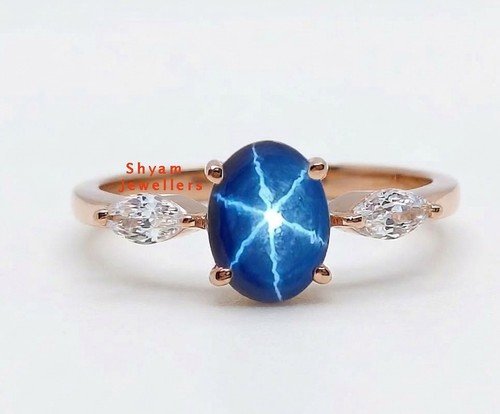 Bague ovale étoile bleue