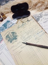 Lot de papiers anciens à en-tête – factures et courriers 1900-1940 – documents 