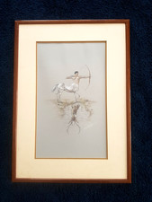 DESSIN PASTEL ET CRAIE MYTHOLOGIE ANIMAUX CENTAURE ET CERF  Benoit OBERTHUR