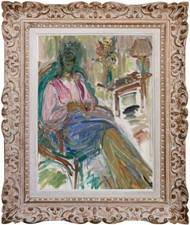 Raya SAFIR (1909-2004) Belle peinture Fauviste femme scène d'intérieur (22)
