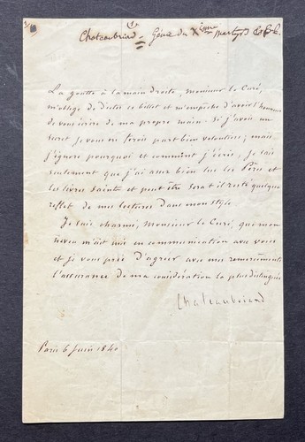 Chateaubriand lettre - chateaubriand, –