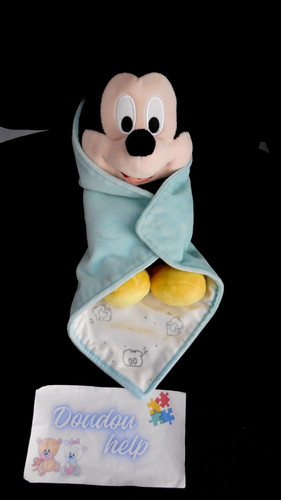 Doudou peluche mickey bleu - mickey,
