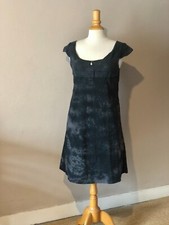 ZOPIN Robe à manches courtes en coton et lin imprimé tie-dye NOIR GRIS