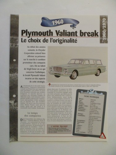 Carte fiche auto plymouth - fiche,