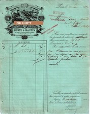 Document du 25/06/1883 HURTU & HAUTIN Machines à coudre - Paris 75