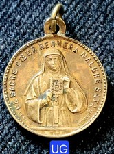 XIX ème- Belle Méd. Laiton 15,5 mm- Ce Sacré Cœur Régnera Malgré Satan Par Penin