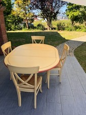 Table ronde à rallonge et 4 chaises – Style provencal / campagne