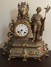 ANCIENNE PENDULE  Acier Dorée GARNITURE DE CHEMINEE 19 EME