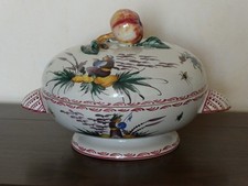 SOUPIERE FAIENCE MALICORNE EMILE TESSIER XX° DECOR AU CHINOIS