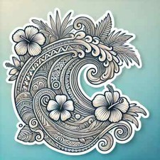 2 Autocollants hibiscus Tahiti