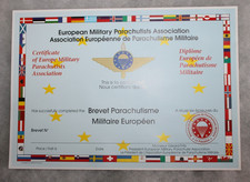diplôme vierge du brevet parachutisme militaire européen