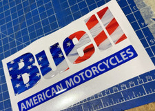 2 Autocollants Résinés Sticker 3D BUELL Réservoir Bleu Drapeau Américain