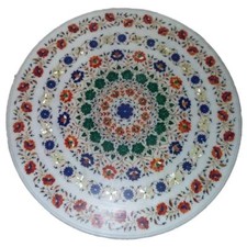 36 " Rond Marbre Blanc Haut