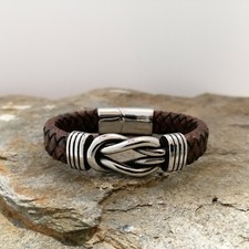 Bracelet torsade mixte - en, cuir