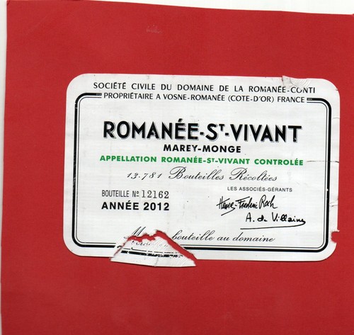 Etiquette contre romanee - etiquette,