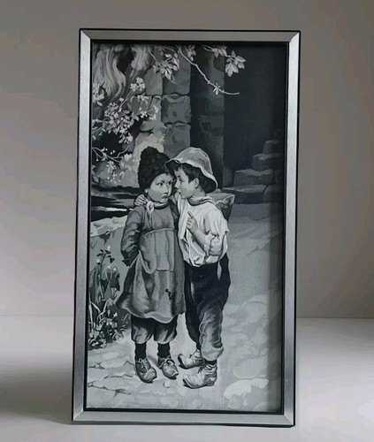 Ancien tableau soie tissee - ancien,