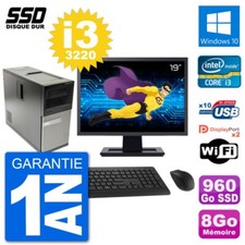 PC Tour Dell 7010 Ecran 19" Intel Core i3-3220 RAM 8Go SSD 960Go Windows 10 Wifi