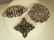 LOT 3 BROCHES ANCIENNE STRASS VINTAGE BROOCH