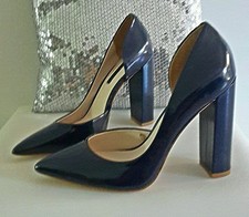 GLAM Escarpins asymétriques vamp bleu nuit effet vernis ZARA T 37