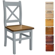 Chaise en bois grise chaise croisée pin massif - NEUVE style campagnard...