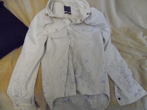 Veste blanche tache bleu - blanche,