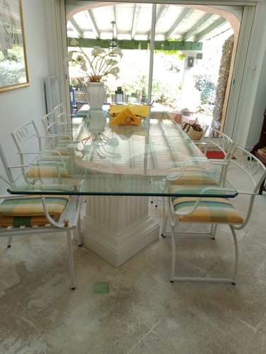 Table verre pieds - table,