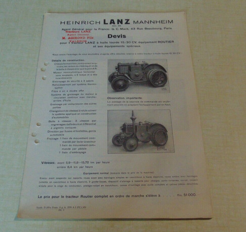 Prospectus brochure tracteur - prospectus,