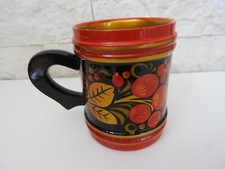 TASSE A CAFE A THE CHOCOLAT EN BOIS LAQUE DE URSS ART DE TABLE VINTAGE KHOKHLOMA