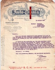 Document du 16/12/1912 AUTO-OMNIA Fournitures auto aéroplanes - Paris 75