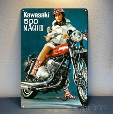 Affiche métal moto Kawasaki 500 mach 3 - enseigne de collection - taille : 20...