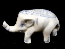 🇫🇷 ELEPHANT MINIATURE SCULPTURE ANIMALIÈRE PORCELAINE BLANC BLEU CHINE