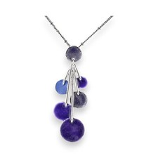 Collier argenté grappe violet